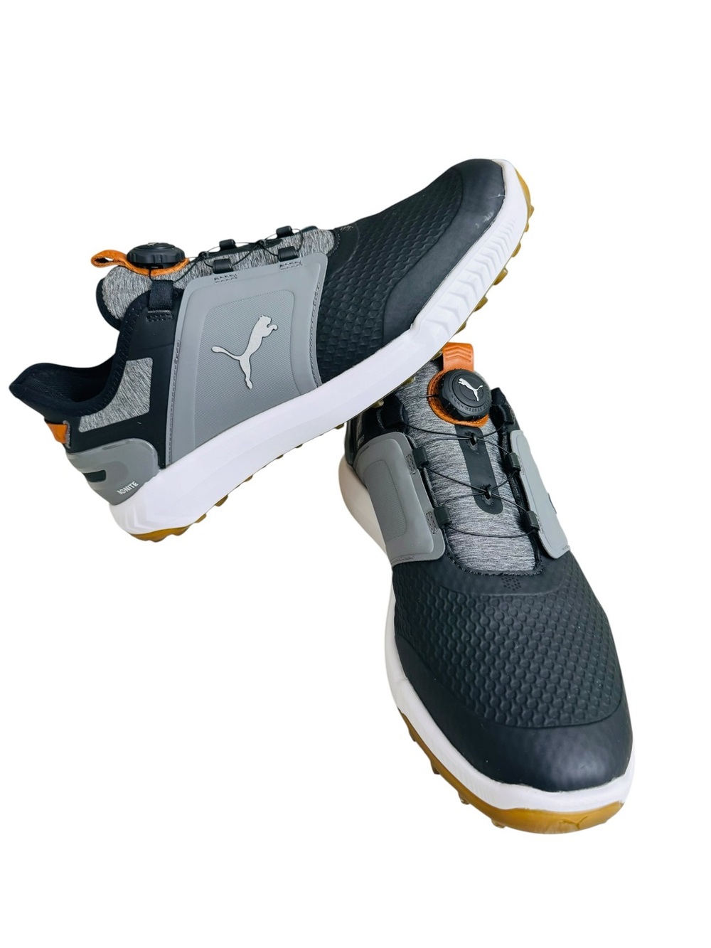 PUMA Ignite Men’s Golf Shoes Disc Dial Spikeless Black Gray Orange Size 10